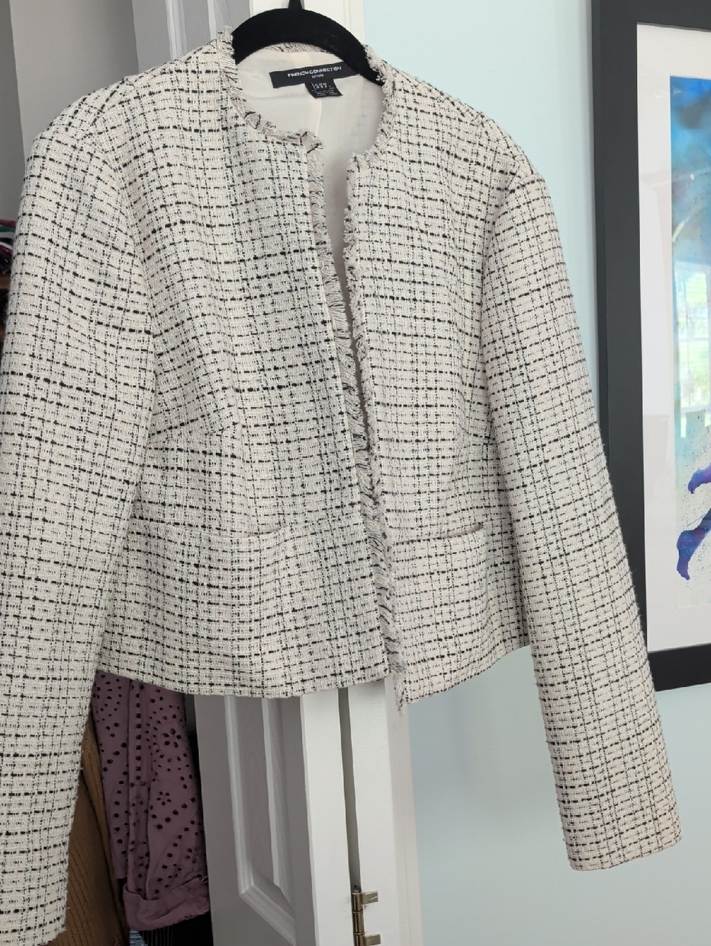 French Connection Effie Boucle Collarless Cropped Blazer - 8